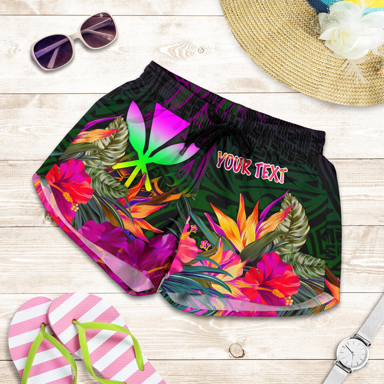 Polynesian Hawaii Personalised Kanaka Maoli Women's Shorts - Summer Hibiscus Women Reggae - Polynesian Pride