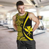 Kanaka Hawaii Map Yellow Polynesian Men's Tank Top - Circle Style - Polynesian Pride