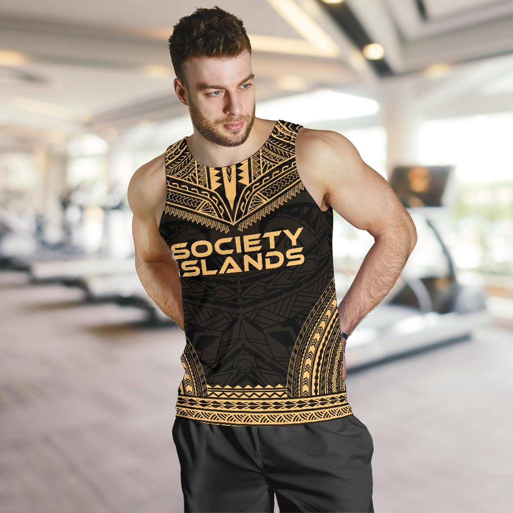 Society Islands Men's Tank Top - Polynesian Chief Gold Version - Polynesian Pride