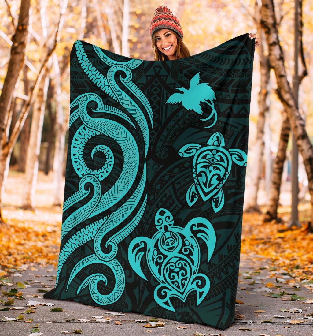 Papua New Guinea Premium Blanket - Turquoise Tentacle Turtle - Polynesian Pride