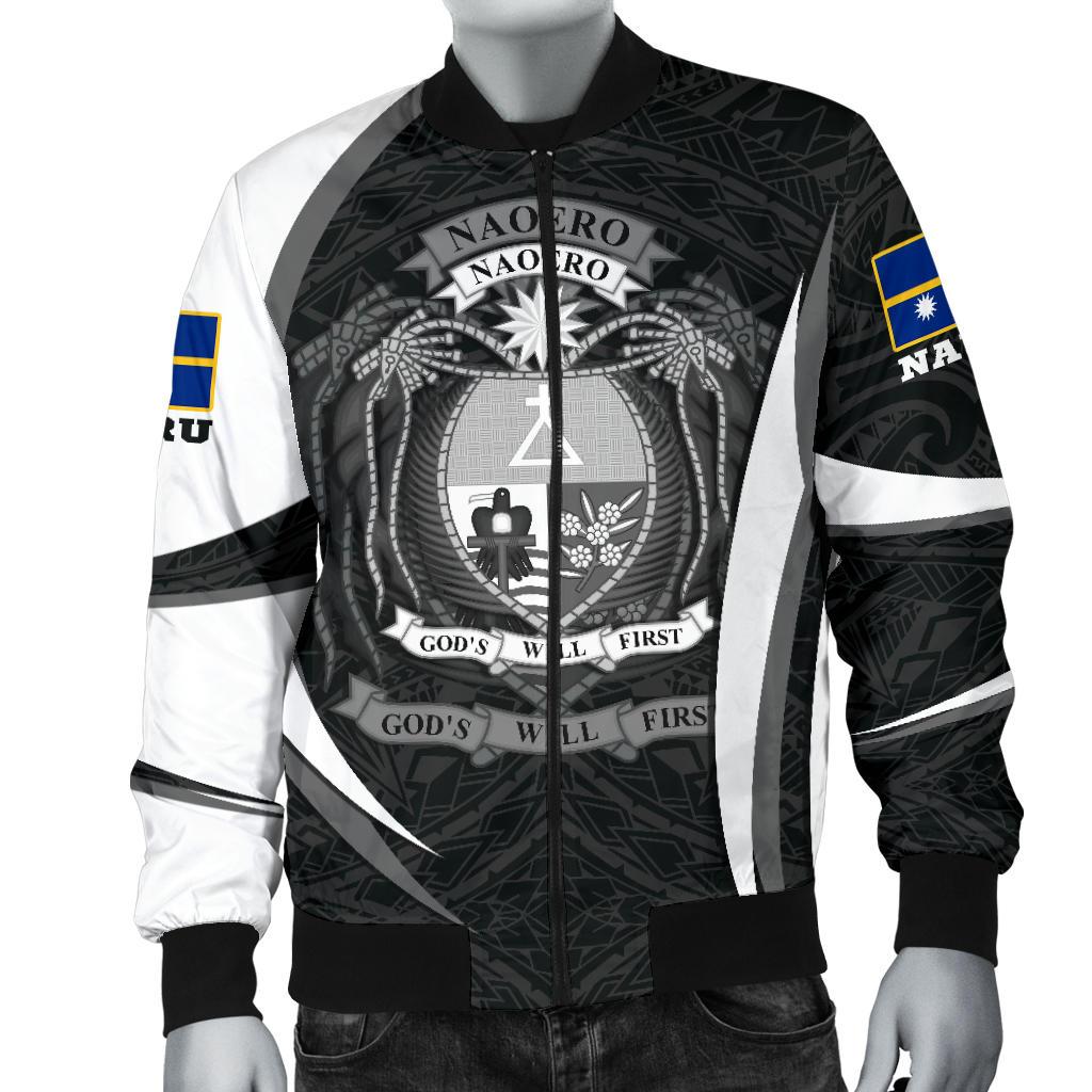 Nauru Polynesian Bomber Jacket (Men) - Nauru Spirit (White) - Polynesian Pride