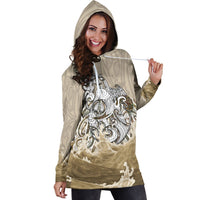 Maori Manaia The Blue Sea Women'S Hoodie Dress, Golden - Polynesian Pride