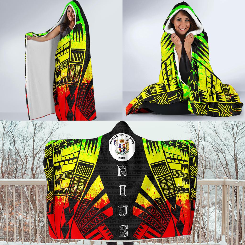 Niue Hooded Blanket - Polynesian Tattoo Reggae - Polynesian Pride