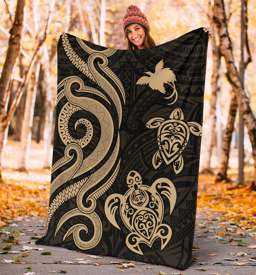 Papua New Guinea Premium Blanket - Gold Tentacle Turtle - Polynesian Pride