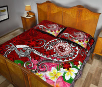 Samoa Quilt Bed Set - Turtle Plumeria (Red) - Polynesian Pride