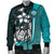 Federated States of Micronesia Men's Bomber Jackets Turquoise - Turtle With Hook - Polynesian Pride