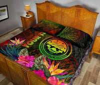 Federated States of Micronesia Polynesian Personalised Quilt Bed Set - Hibiscus and Banana Leaves - Polynesian Pride