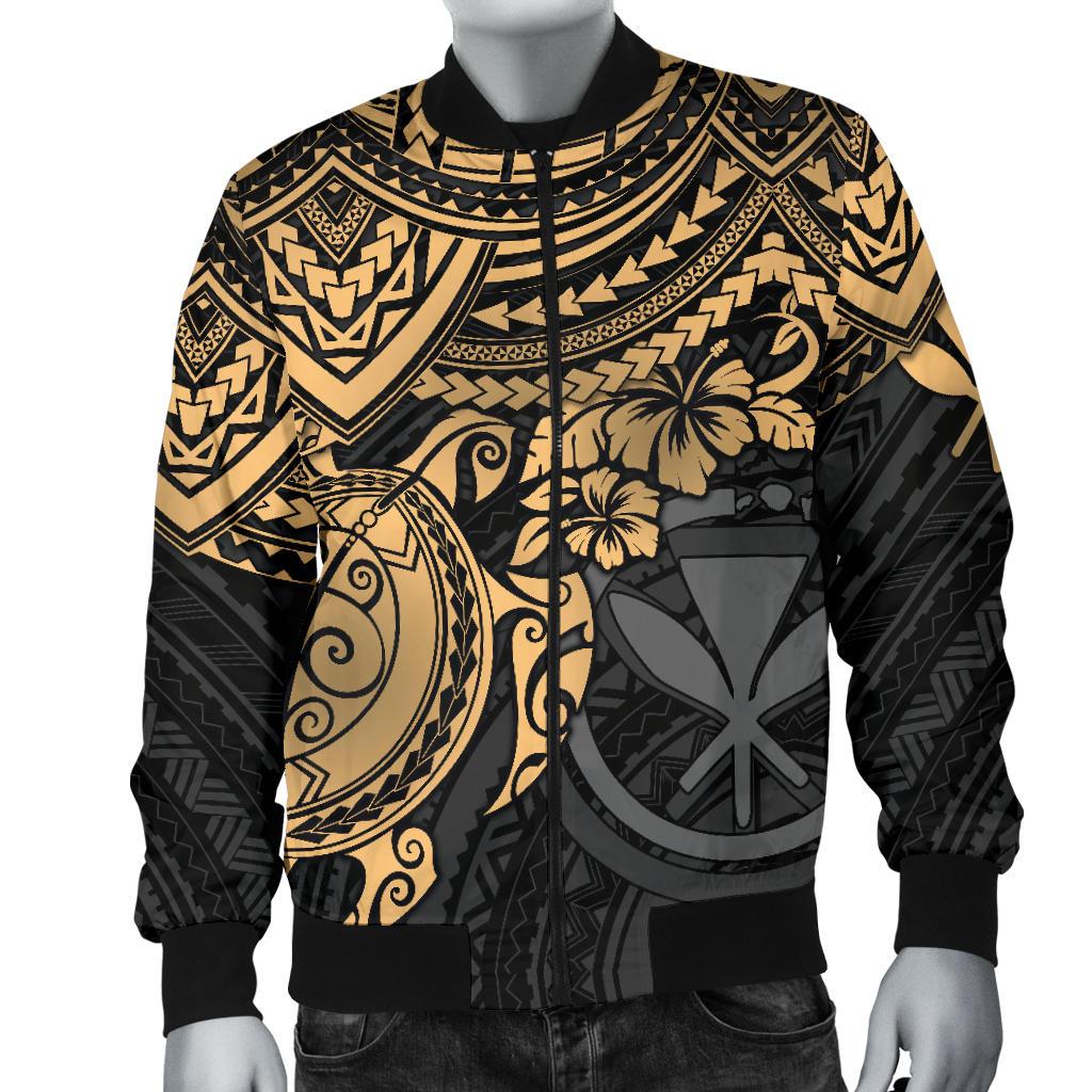 Polynesian Hawaii Bomber Jacket (Men) - Gold Turtle - Polynesian Pride