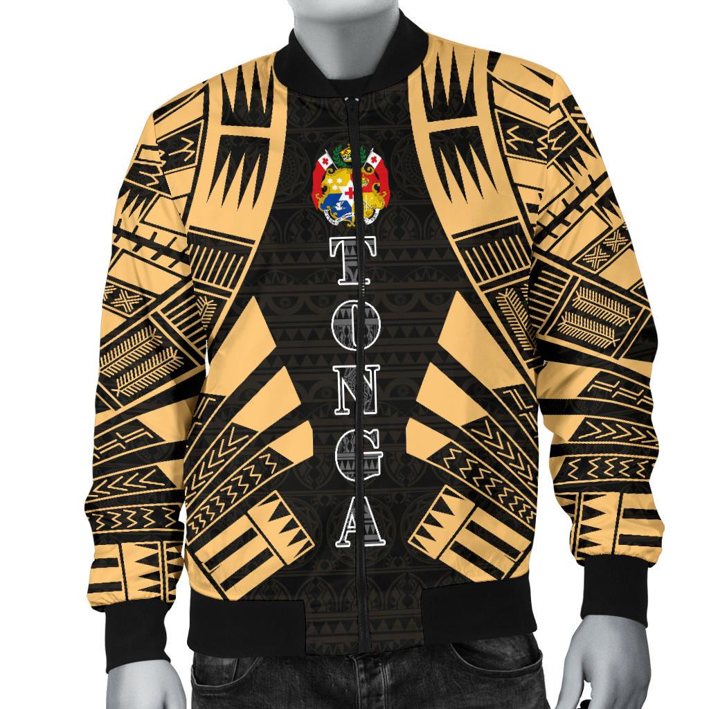 Tonga Men Bomber Jackets - Polynesian Tattoo Gold - Polynesian Pride