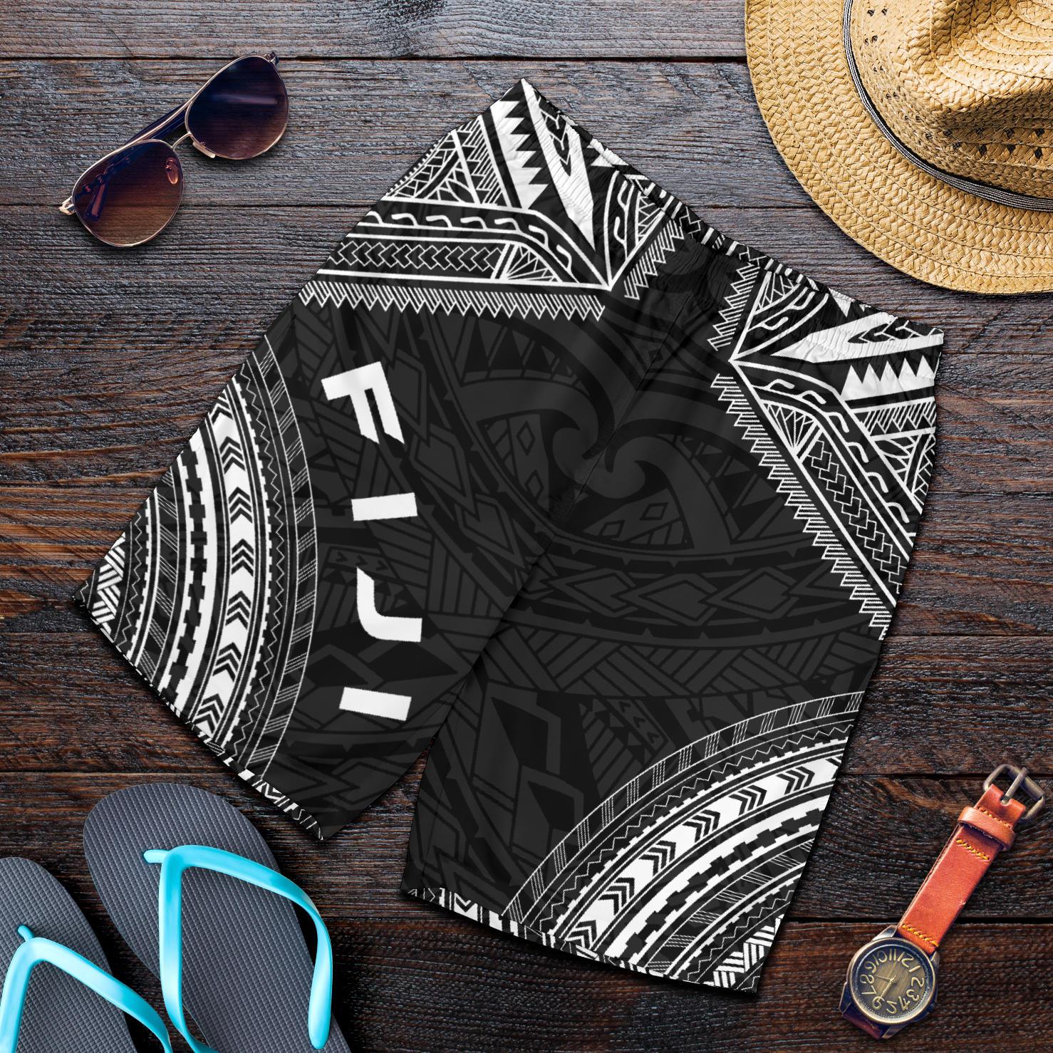 Fiji Men's Shorts - Polynesian Chief Black Version Black - Polynesian Pride