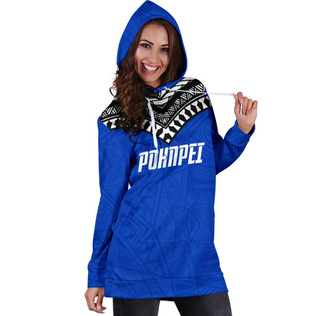 Pohnpei Flag Hoodie Dress Micronesian Pattern - Polynesian Pride