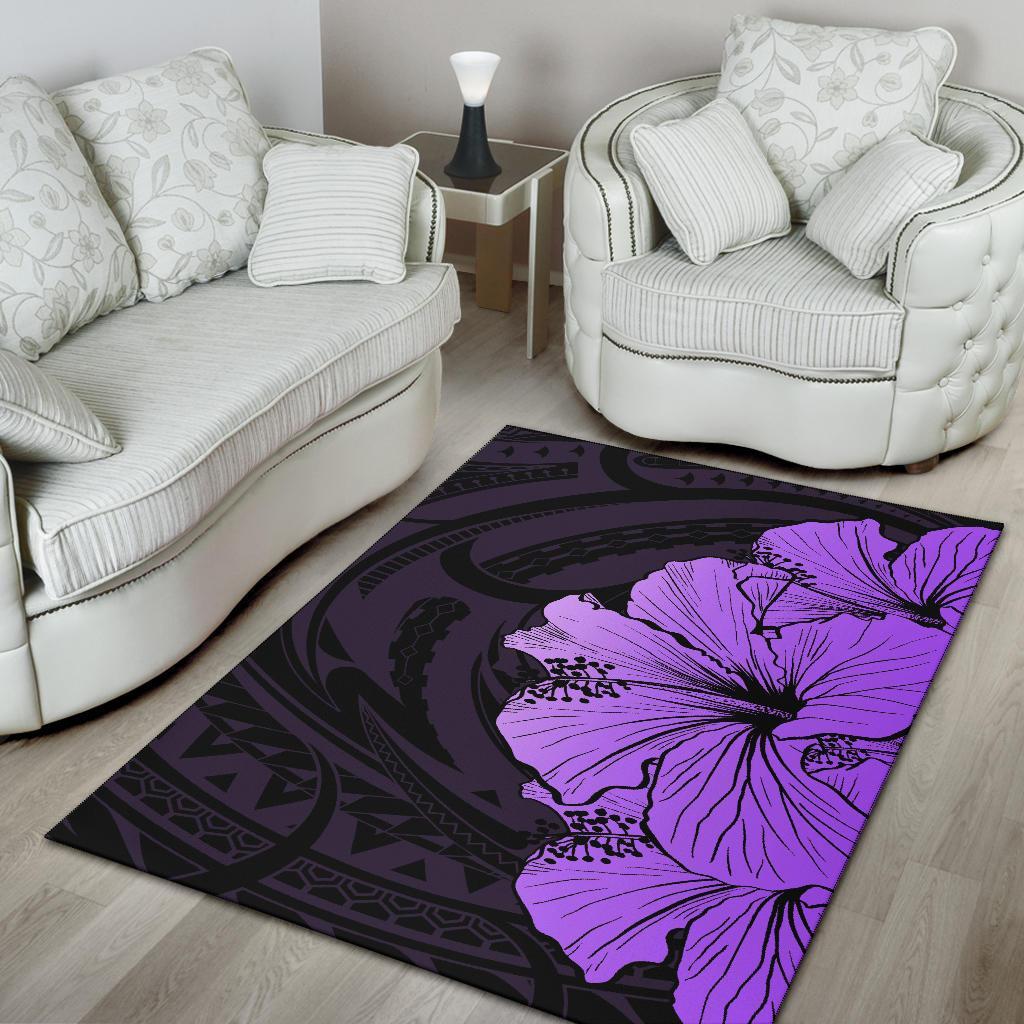 Royal Hibiscus Polynesian Tribal Area Rug Violet AH - Polynesian Pride