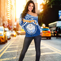 Marshall Islands Rugby Off Shoulder Sweater Forever - Polynesian Pride