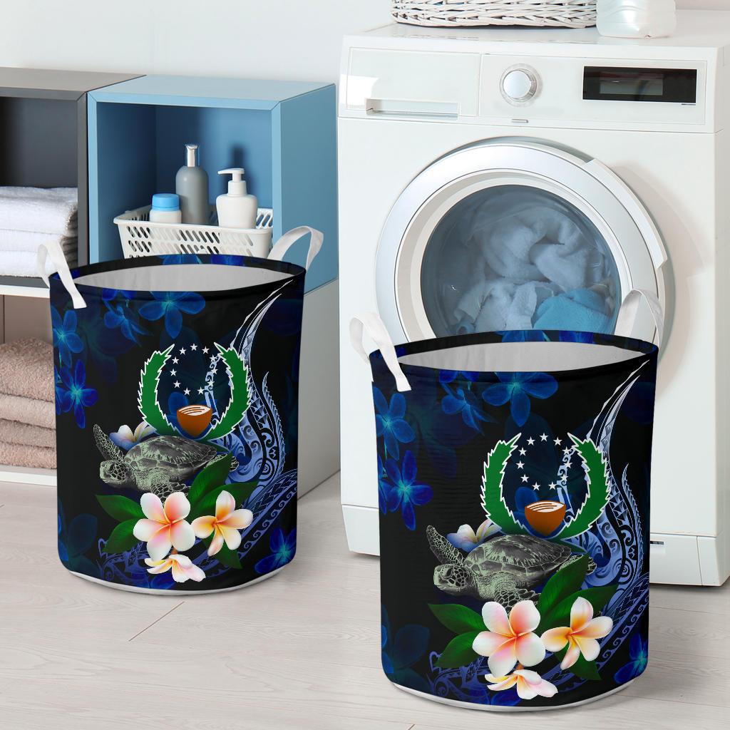 Pohnpei Micronesia Laundry Basket - Turtle With Plumeria Flowers - Polynesian Pride