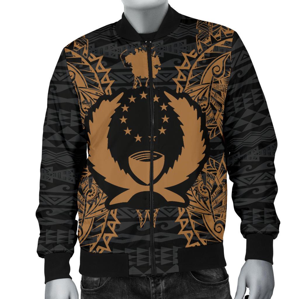 Pohnpei Polynesian Men's Bomber Jacket Map Gold - Polynesian Pride