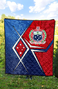 Samoa Premium Quilt - Samoa Flag with Polynesian Patterns - Polynesian Pride