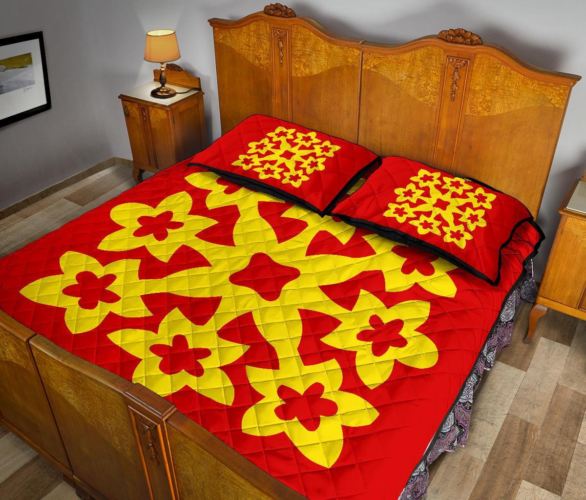 Hawaiian Quilt Bed Set Royal Pattern - Royal - A1 Style - Polynesian Pride