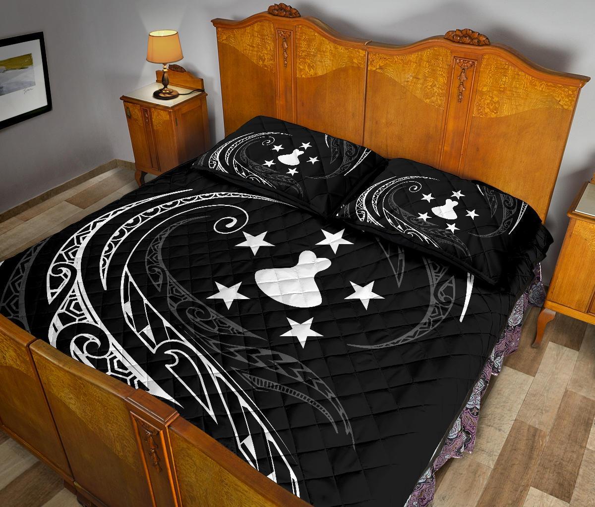 Austral Islands Quilt Bed Set - White - Frida Style - Polynesian Pride