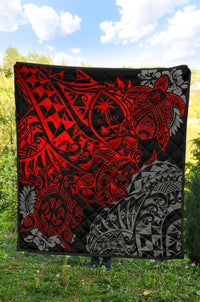 Guam Polynesian Premium Quilt - Red Turtle Flowing - Polynesian Pride