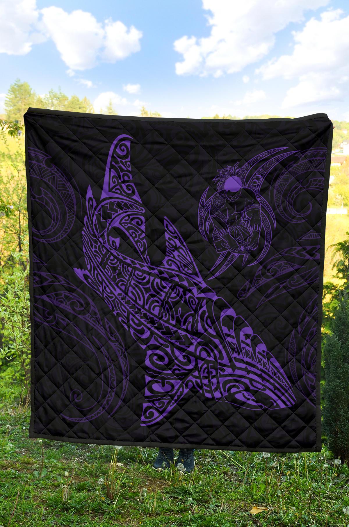 Polynesian Quilt - Polynesian Purple Shark Warrior Tattoo - Polynesian Pride
