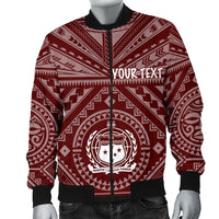 Samoa Personalised Men's Bomber Jacket - Samoa Seal In Polynesian Tattoo Style (Red) - Polynesian Pride