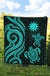 Nauru Premium Quilt - Turquoise Tentacle Turtle - Polynesian Pride