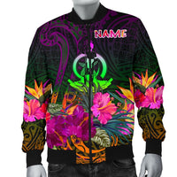 Vanuatu Personalised Men's Bomber Jacket - Summer Hibiscus - Polynesian Pride