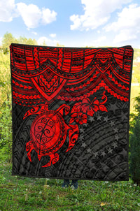 Cook Islands Polynesian Premium Quilt - Red Turtle - Polynesian Pride