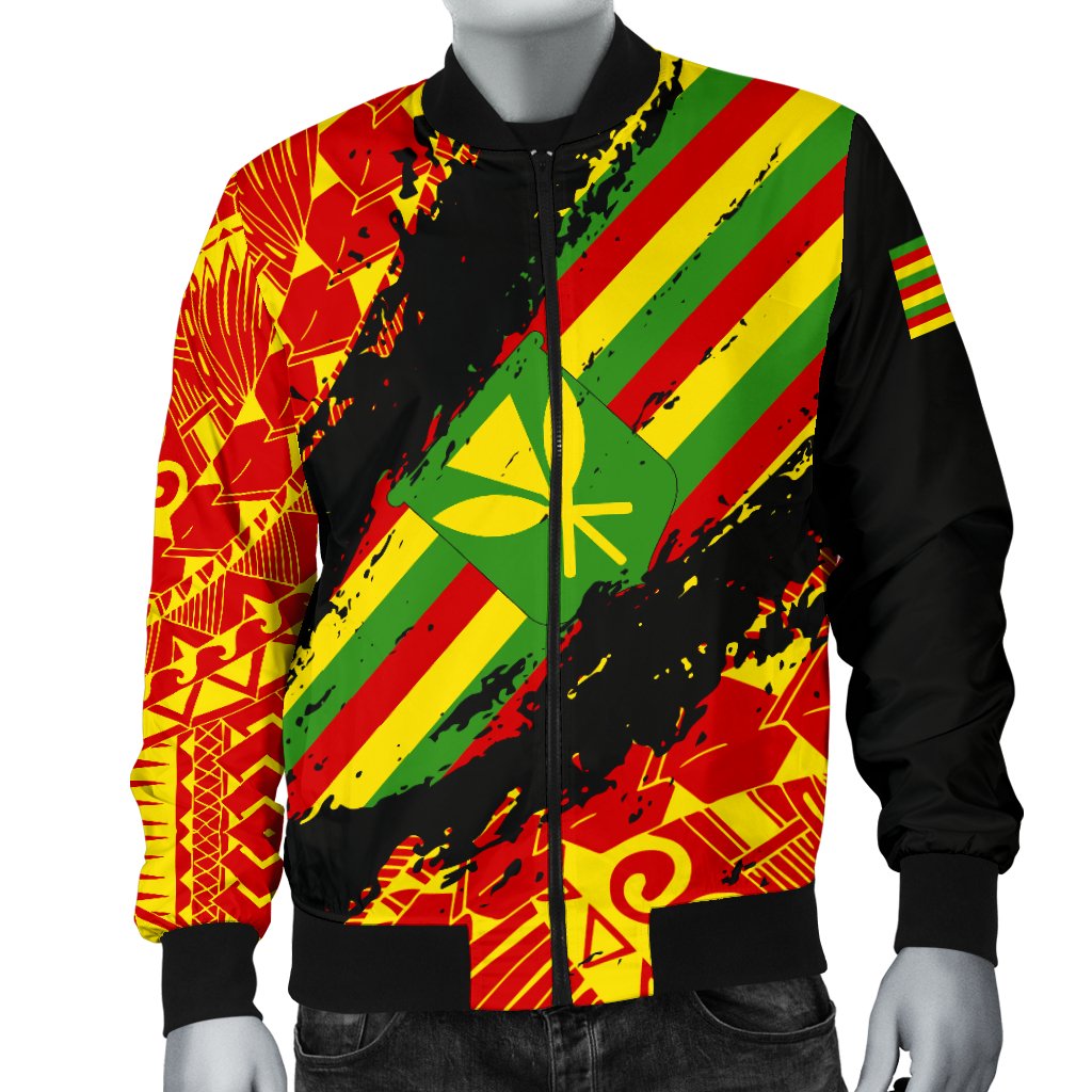 Kanaka Flag Polynesian Men's Bomber Jacket - Nora Style - Polynesian Pride