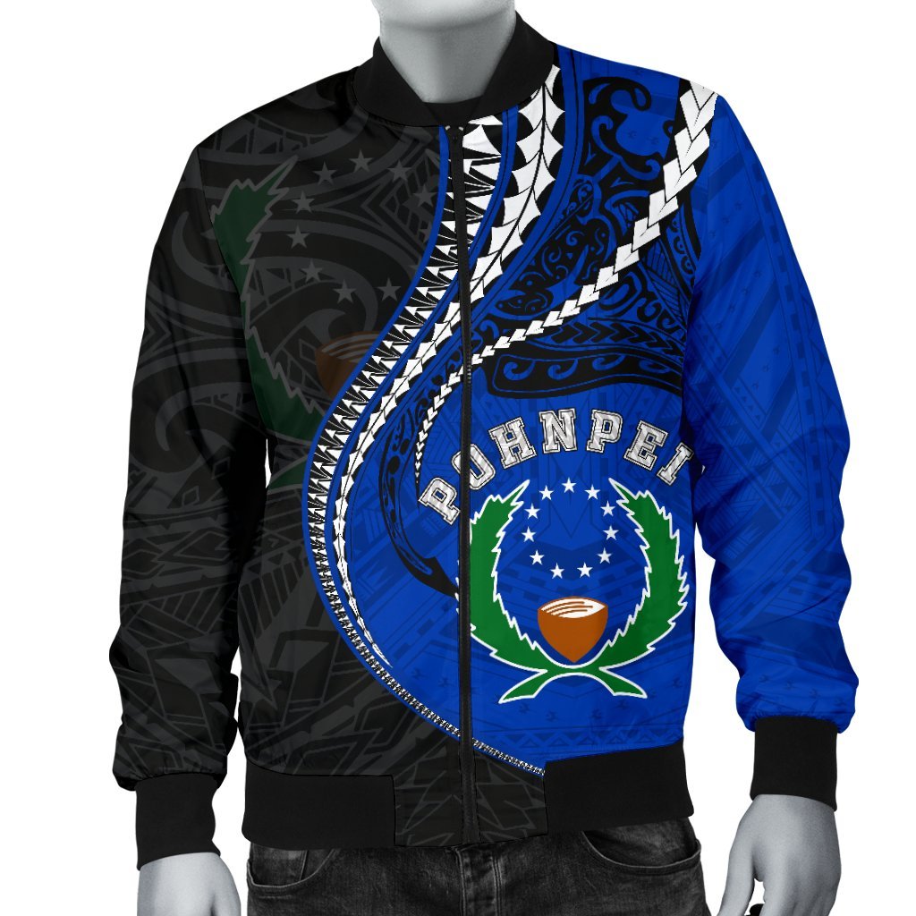 Pohnpei Men's Bomber Jacket Kanaloa Tatau (Black) - Polynesian Pride