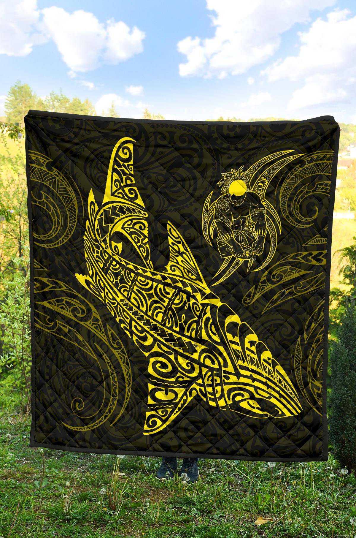 Polynesian Quilt - Polynesian Yellow Shark Warrior Tattoo - Polynesian Pride