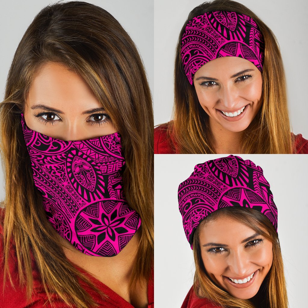 Polynesian Hawaiian Style Tribal Tattoo Pink Bandana 3 - Pack Pink One Size - Polynesian Pride