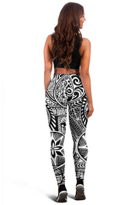 Polynesian Hawaiian Style Tribal Tattoo White Hawaii Women's Leggings AH - Polynesian Pride