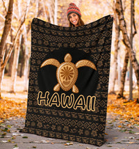 Hawaii Turtle Golden Premium Blankets - Polynesian Pride