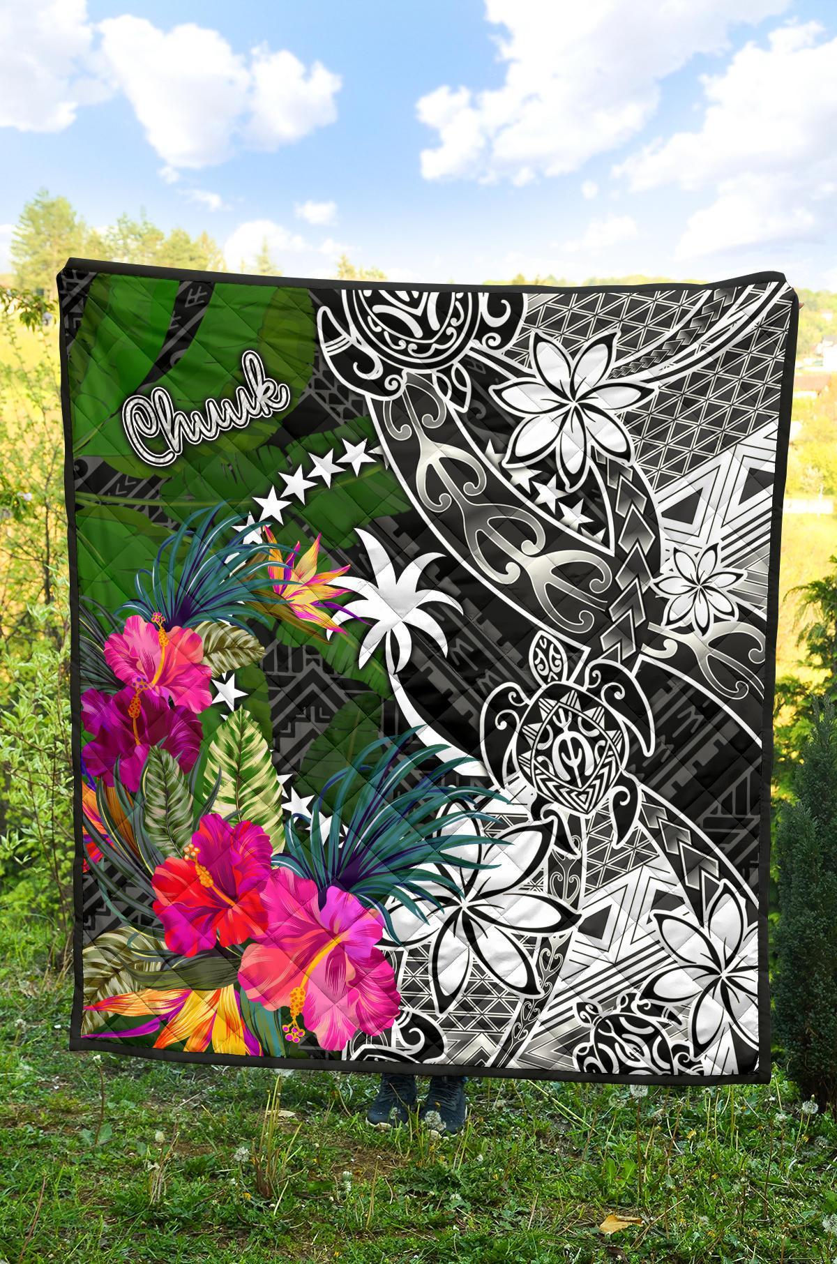 Chuuk Premium Quilt - Turtle Plumeria Banana Leaf - Polynesian Pride