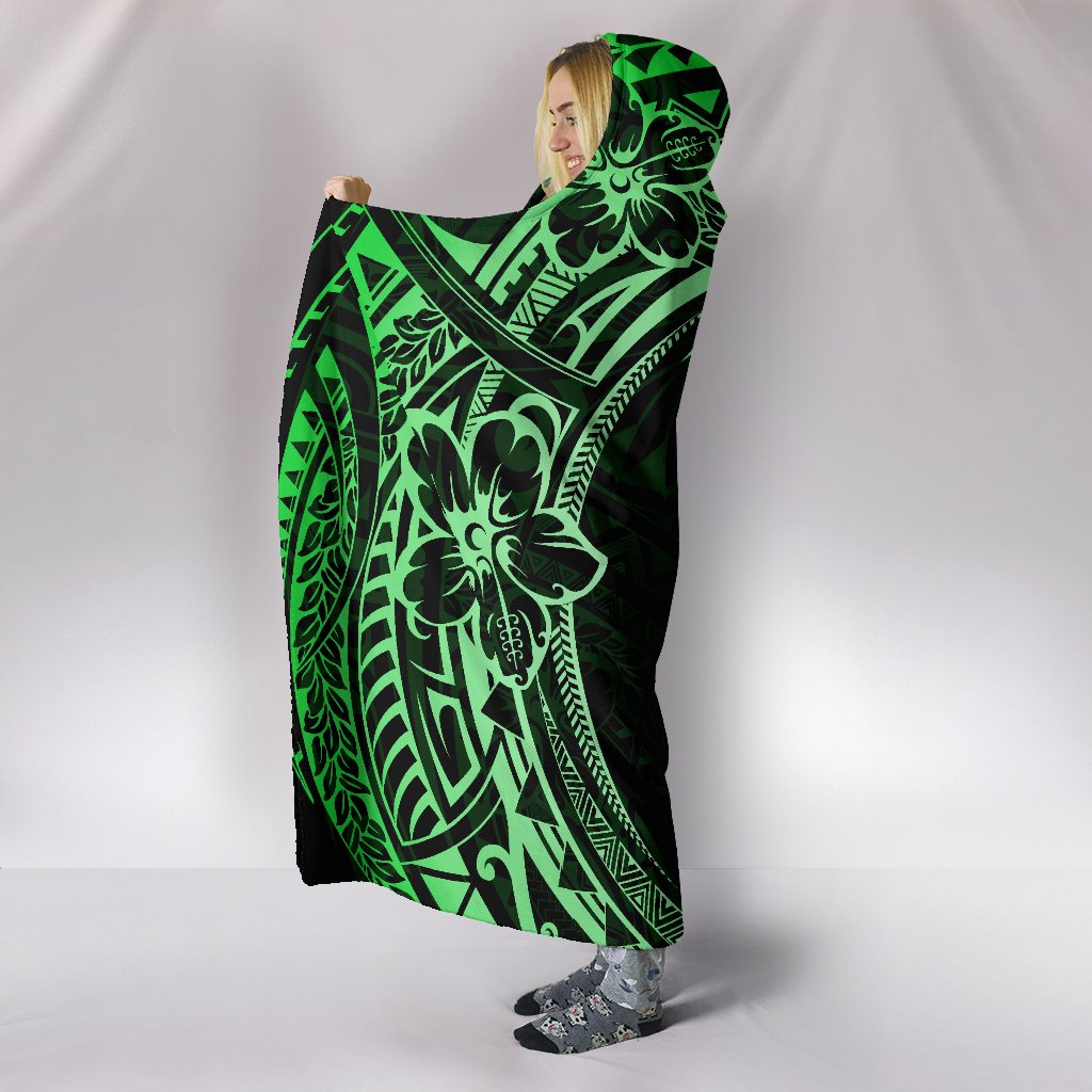 Hawaii Turtle Polynesian Green Hooded Blanket - Polynesian Pride