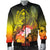 Guam Men's Bomber Jacket - Humpback Whale with Tropical Flowers (Yellow) - Polynesian Pride