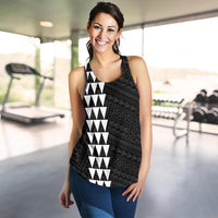 Hawaii Kakau Polynesian Coat Of Arms Women's Racerback Tank - White - Polynesian Pride