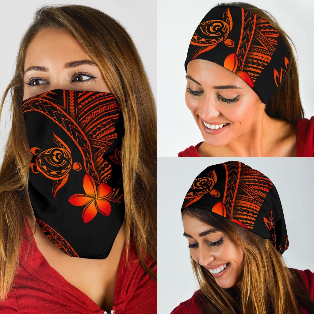 Hawaiian Polynesian Turtle Plumeria Orange Bandana 3 - Pack One Size Orange - Polynesian Pride