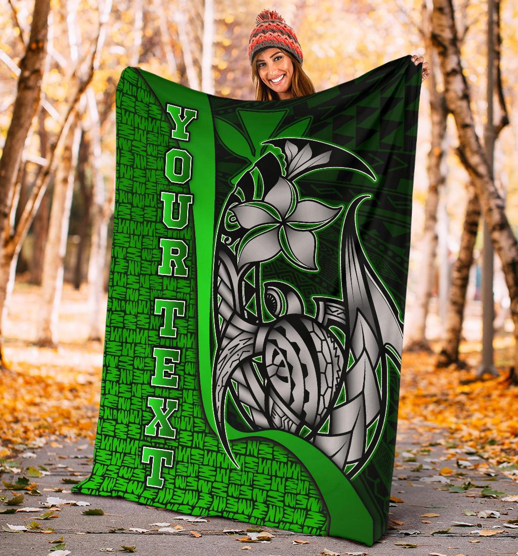Polynesian Hawaii Custom Personalised Premium Blanket Green - Turtle with Hook - Polynesian Pride