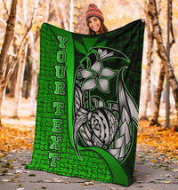 Polynesian Hawaii Custom Personalised Premium Blanket Green - Turtle with Hook - Polynesian Pride