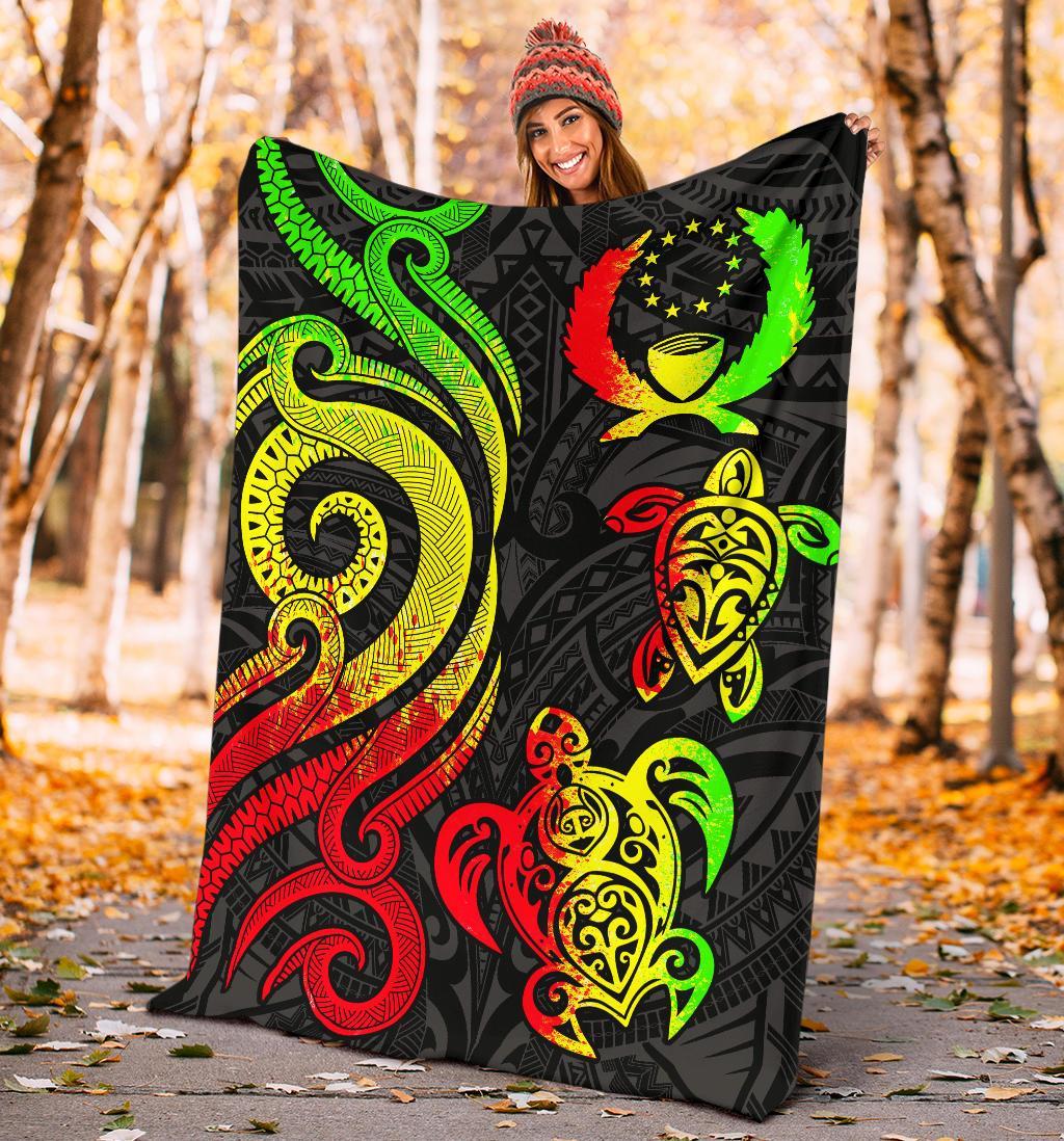 Pohnpei Micronesian Premium Blanket - Reggae Tentacle Turtle - Polynesian Pride