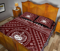 Samoa Personalised Quilt Bed Set - Samoa Seal In Polynesian Tattoo Style (Red) - Polynesian Pride