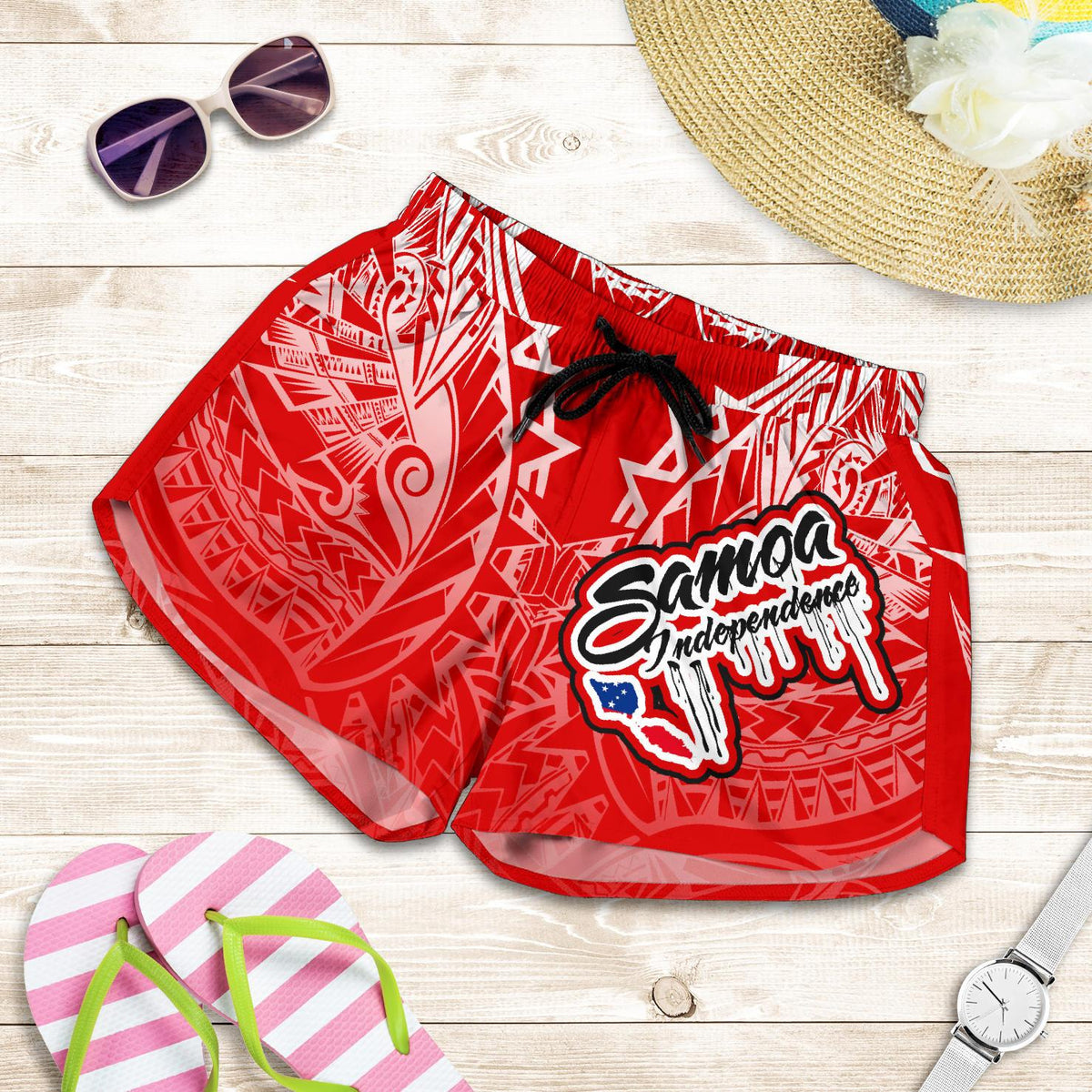 Samoa Polynesian Women's Short - Independence Day Red Version - Polynesian Pride