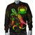 Samoa Polynesian Men's Bomber Jacket - Turtle With Blooming Hibiscus Reggae - Polynesian Pride