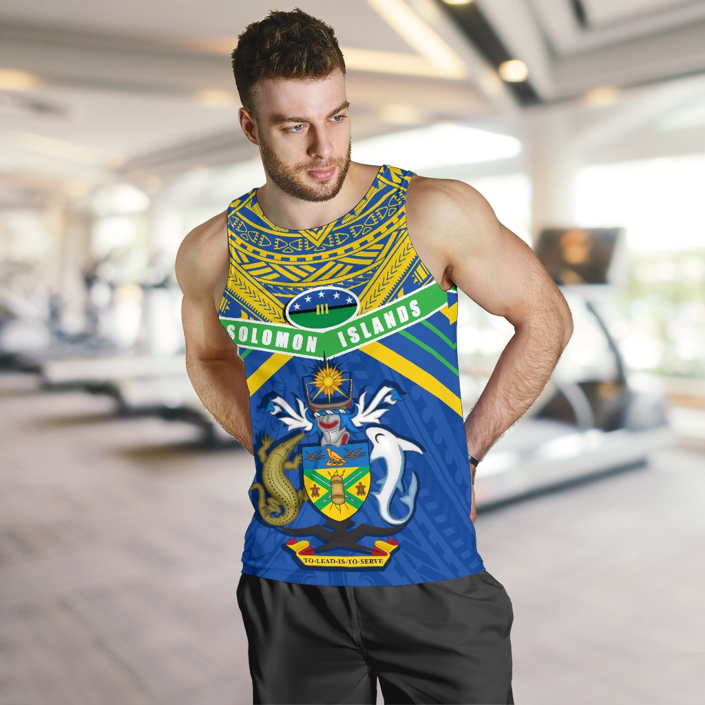 Solomon Islands Men Tank Top Simple Coat Of Arms Rugby - Polynesian Pride