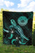 American Samoa Polynesian Premium Quilt - Turtle With Blooming Hibiscus Turquoise - Polynesian Pride