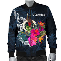 Vanuatu Polynesian Men's Bomber Jacket - Tropical Flower - Polynesian Pride