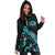 Hawaii Polynesian Hoodie Dress - Turtle With Blooming Hibiscus Turquoise - Polynesian Pride