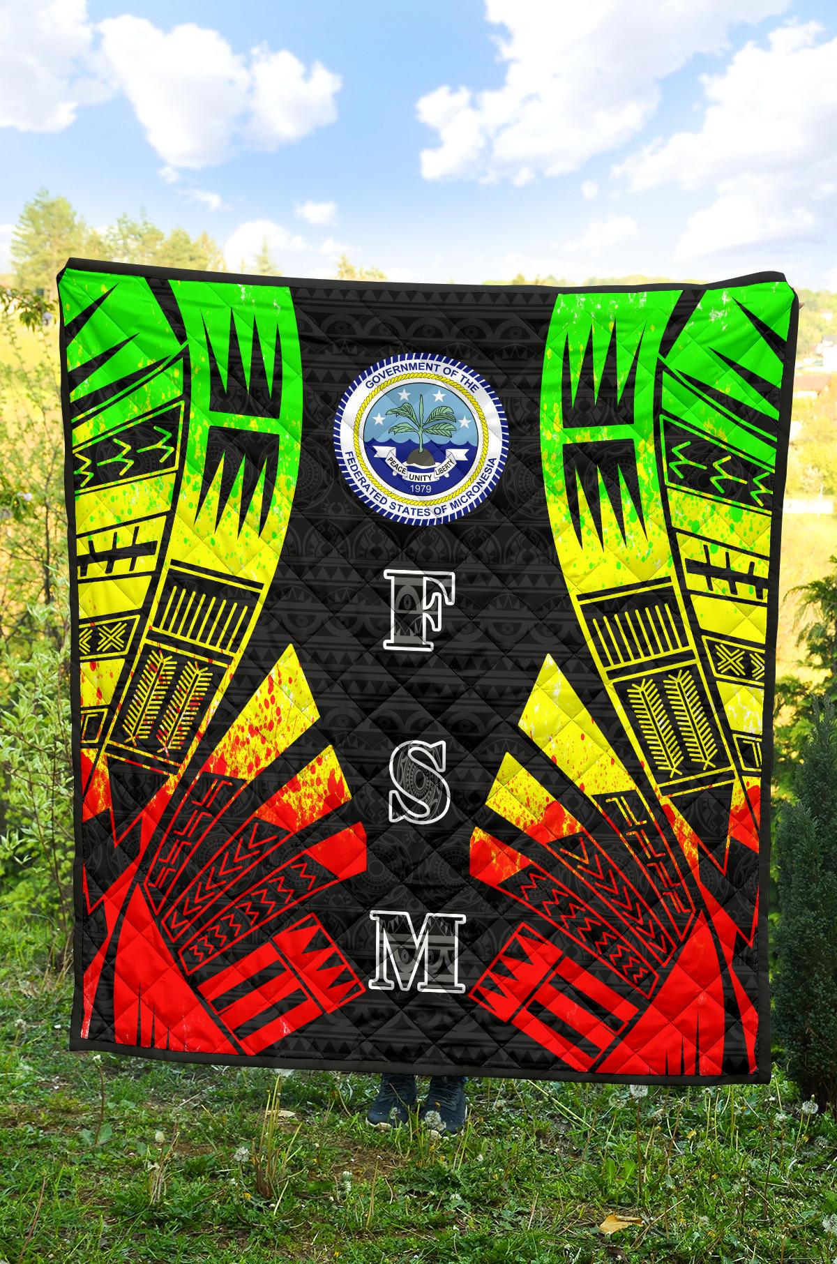 Federated States Of Micronesia Premium Quilt - Federated States Of Micronesia Seal Polynesian Reggae Tattoo - Polynesian Pride